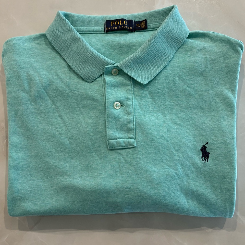 Polo Ralph Lauren Men’s XXL Mint Green Soft Knit Polo - Navy Pony Coastal Vibe